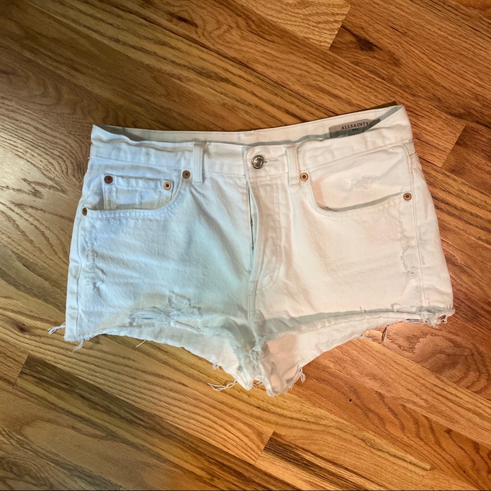 All Saints White Denim Shorts